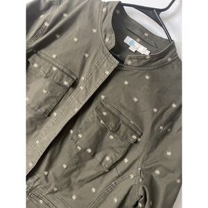 Boden Carly Embroidered Army Green Snap Up Military Style Jacket 14 Regular